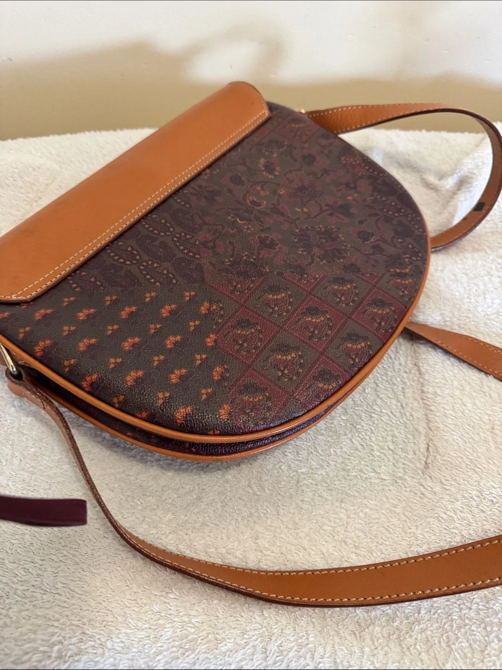 Escada Two-Tone Brown & Tan Crossbody Saddle Bag